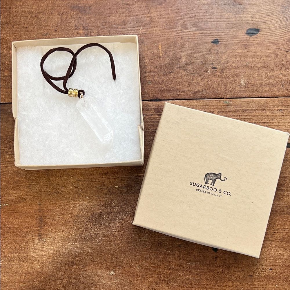 Crystal Pendant Necklace - Brown and Gold